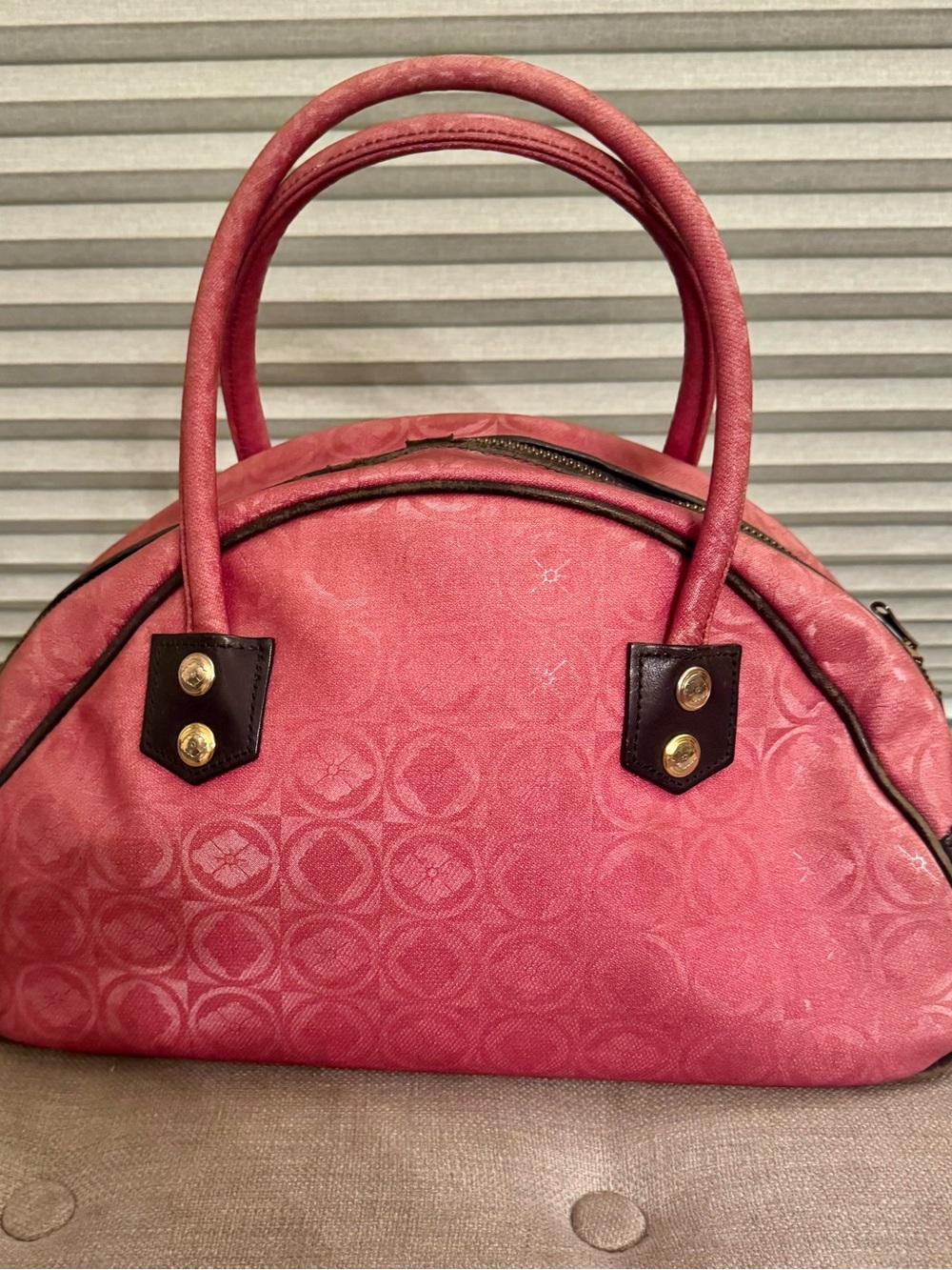 Elegant Vintage EVISU Pink Y2K Bowling Bag Japanese Designer Logo Handbag